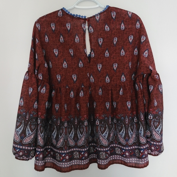 Romeo and Juliet Couture Paisley Print Top Small S - Picture 3 of 4